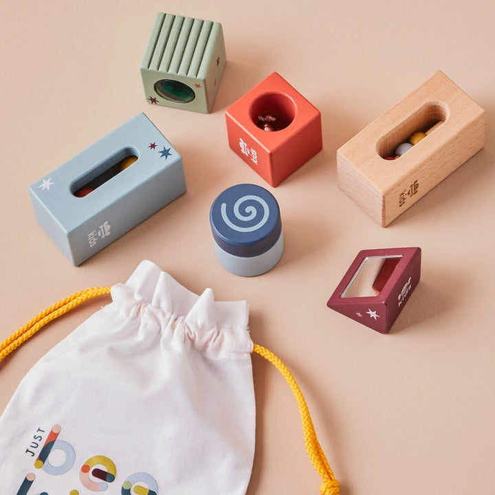Just Bee Kids - Wooden Sensory Blocks With Bag - Mabel & Fox