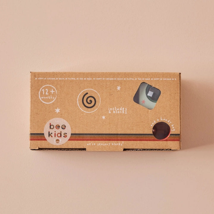 Just Bee Kids - Wooden Sensory Blocks With Bag - Mabel & Fox