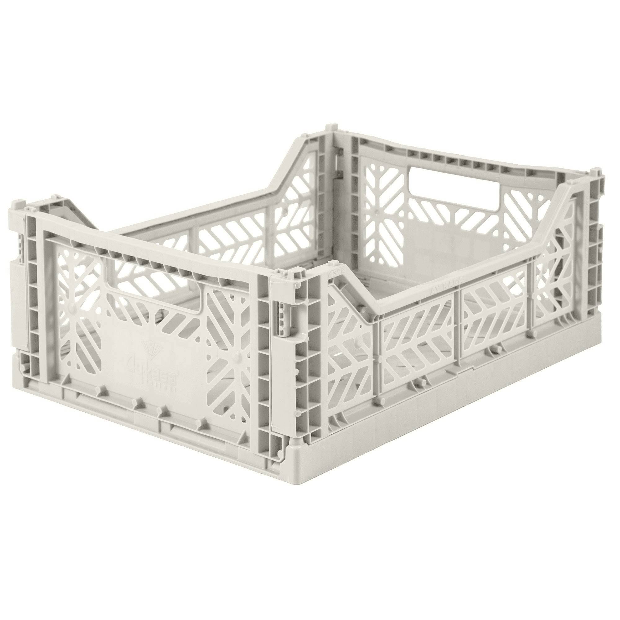 AYAトレ Complete Box Aykasa Folding Storage Crate - Midi - Light Grey | Mabel & Fox