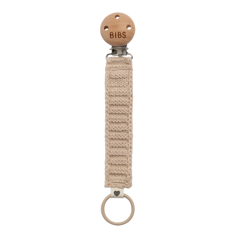 Bibs - Pacifier Clip - Knitted Vanilla