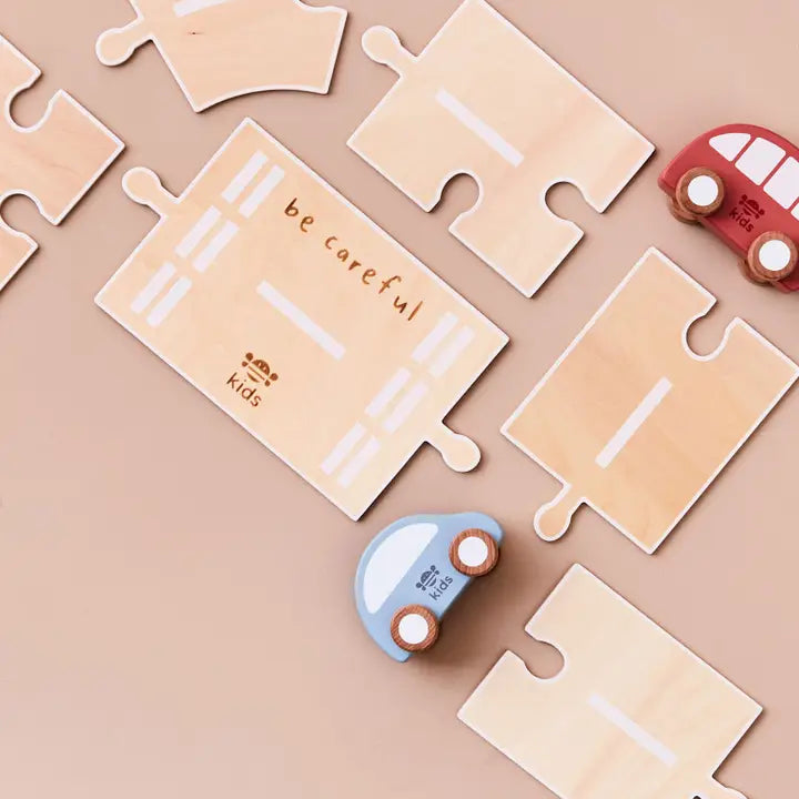 Just Bee Kids -  Wooden Road Track with Vehicles - Mabel & Fox
