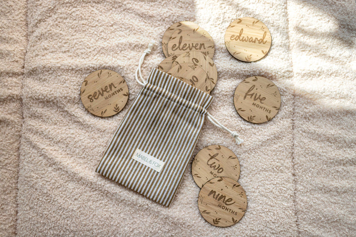Mabel & Fox - Personalised Wooden Milestone Cards - Botanical - Mabel & Fox