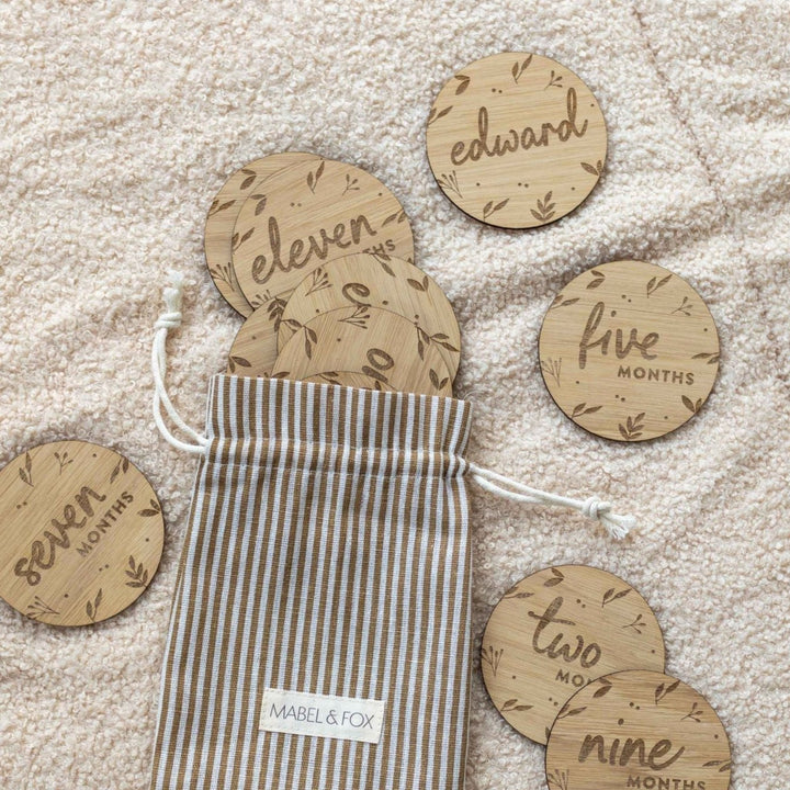 Mabel & Fox - Personalised Wooden Milestone Cards - Botanical - Mabel & Fox