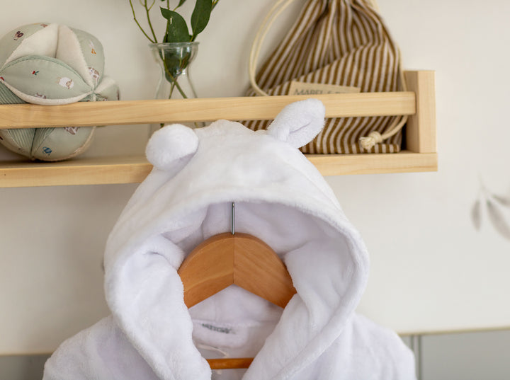 Mabel & Fox - Baby Hooded Dressing Gown - White - Mabel & Fox