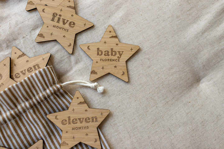 Mabel & Fox - Personalised Wooden Milestone Cards - Starry Night - Mabel & Fox