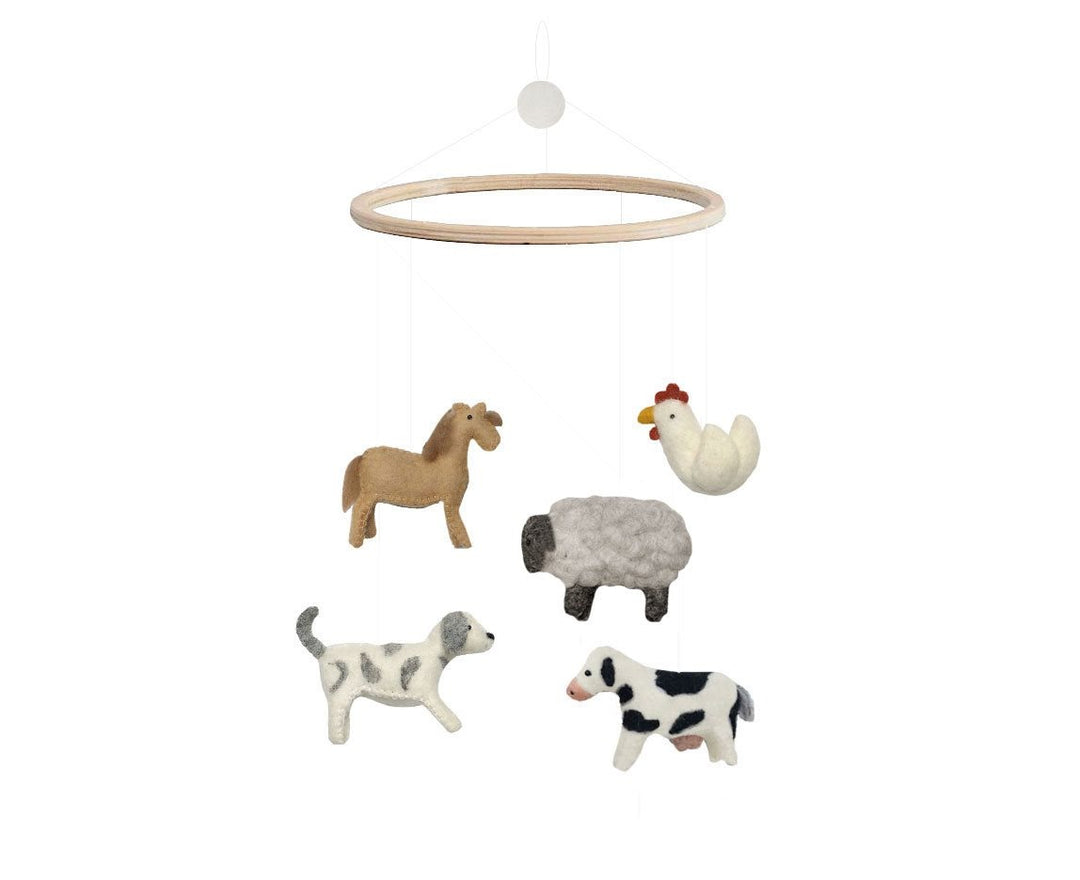 Gamcha - Baby Cot Mobile - Farm Animals With Hen - Mabel & Fox