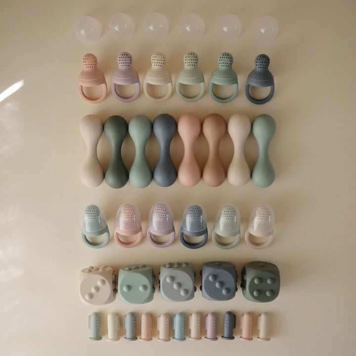 Mushie - Silicone Baby Rattle -Dried Thyme - Mabel & Fox