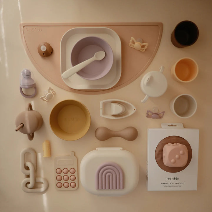 Mushie - Silicone Baby Rattle - Natural - Mabel & Fox