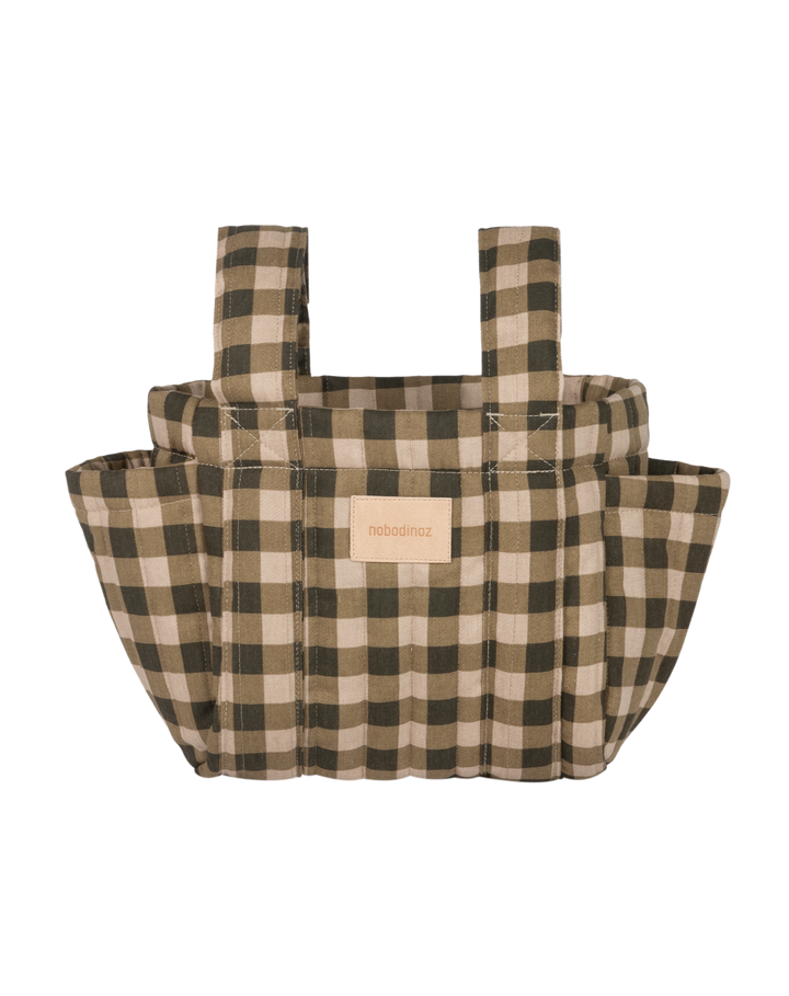Nobodinoz- Hyde Park Stroller Organiser- Green Checks - Mabel & Fox