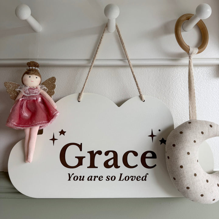 Mabel & Fox - Personalised Wooden Hanging Cloud Decoration