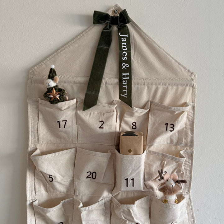 Mabel & Fox - Personalised Canvas Advent Calendar - Velvet Bow