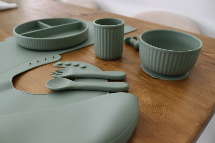 Mabel & Fox - Complete Silicone Tableware Set - Sage (7 Pcs)