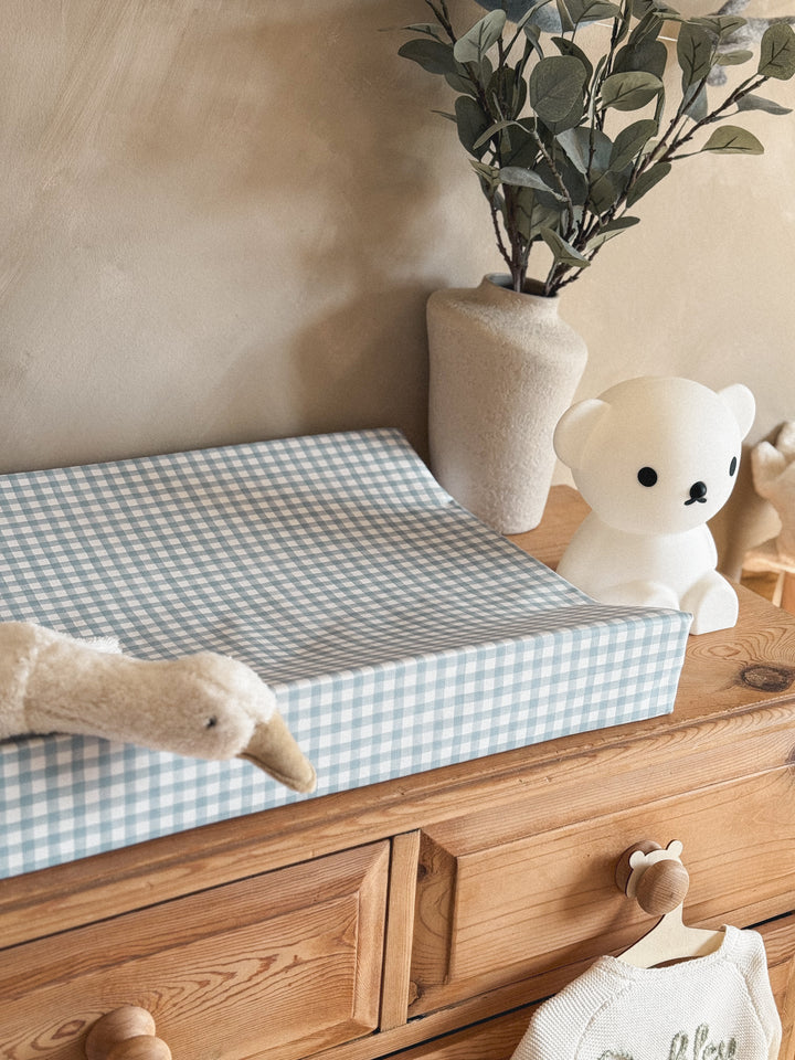 Mabel & Fox - Wedge Baby Changing Mat - Blue Gingham