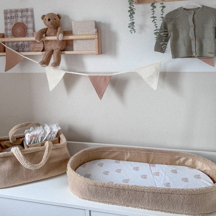Mabel & Fox - Teddy Changing Basket - Biscuit - Mabel & Fox