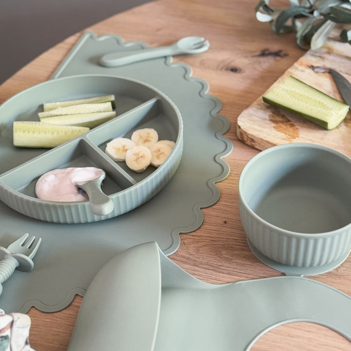 Mabel & Fox - Complete Silicone Tableware Set - Sage (7 Pcs)