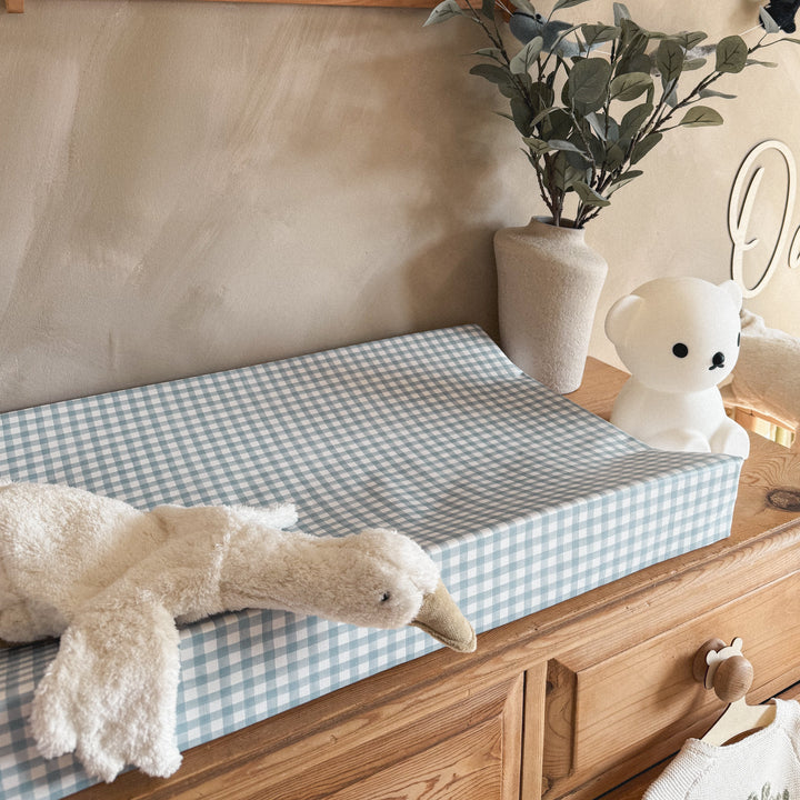 Mabel & Fox - Wedge Baby Changing Mat - Blue Gingham