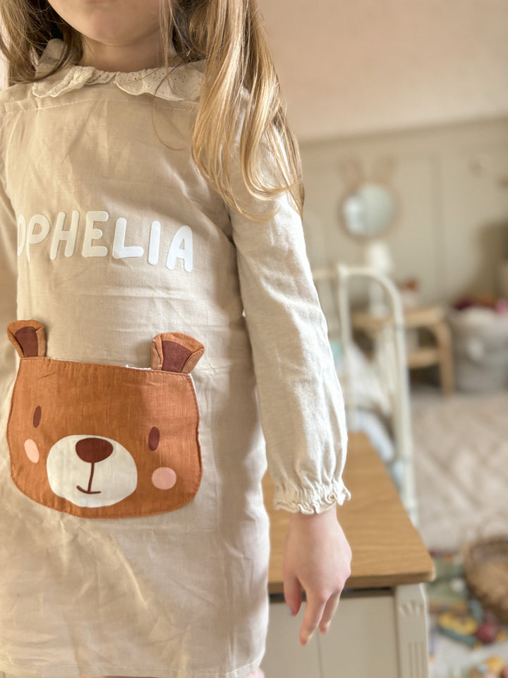 ThreadBear - Personalised Linen Apron - Bear