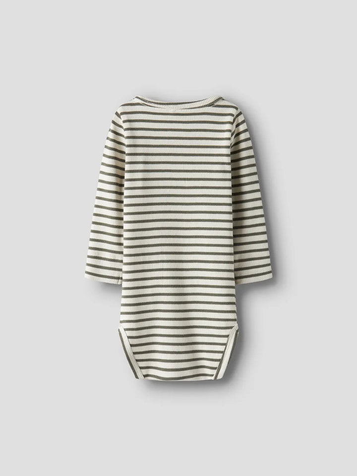 Name It - Striped Bodysuit - Dusty Olive