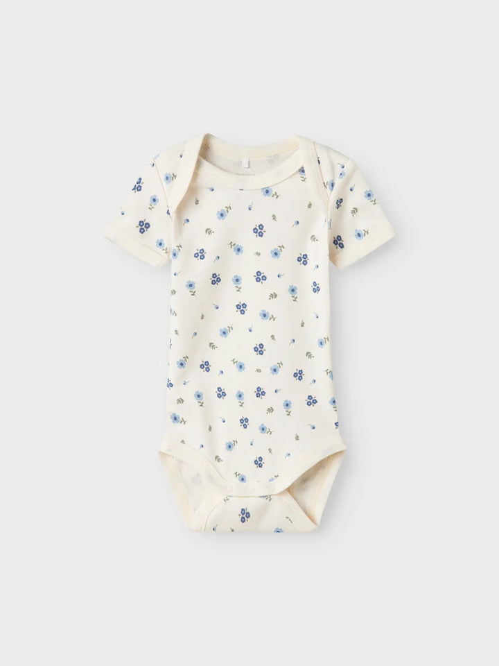 Name It - Short Sleeve Bodysuit Set - Flowers (3 Pcs)