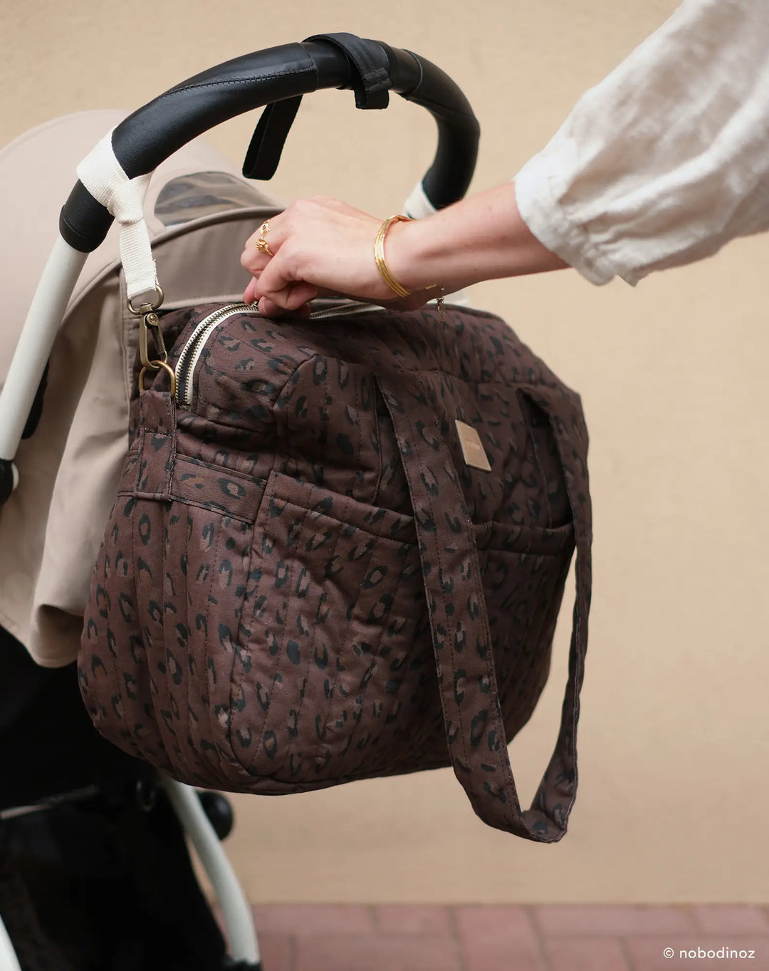Nobodinoz- Hyde Park Waterproof Stroller Bag- Leonie Brown - Mabel & Fox