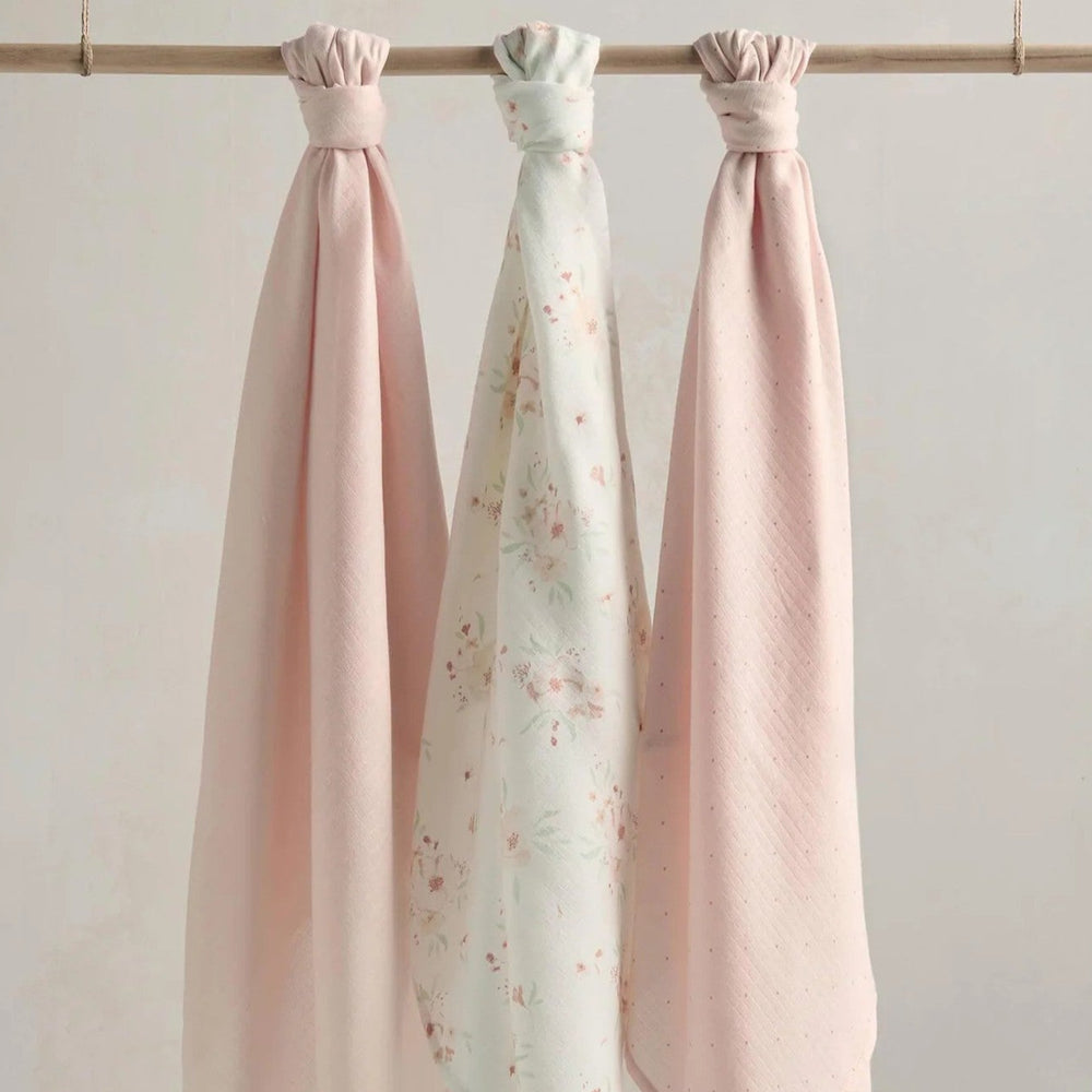 Mamas & Papas - Large Muslin Cloths (3 Pack) - Floral - Mabel & Fox