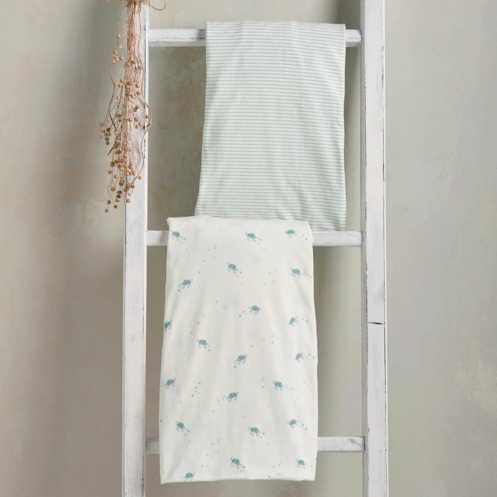 Mamas & Papas - Cotbed Fitted Sheets (2 pack) - Turtle - Mabel & Fox