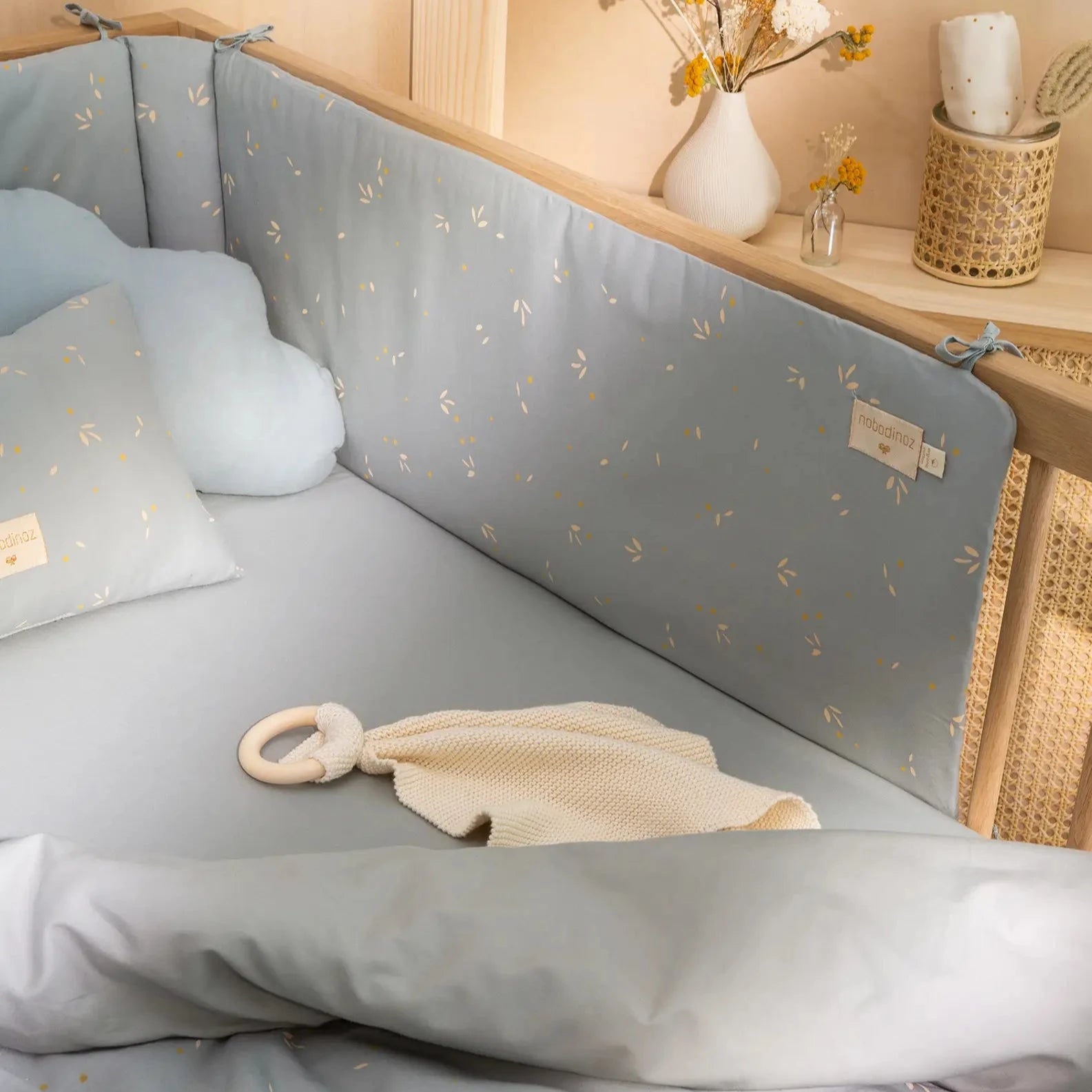 Blue cot bumper sale
