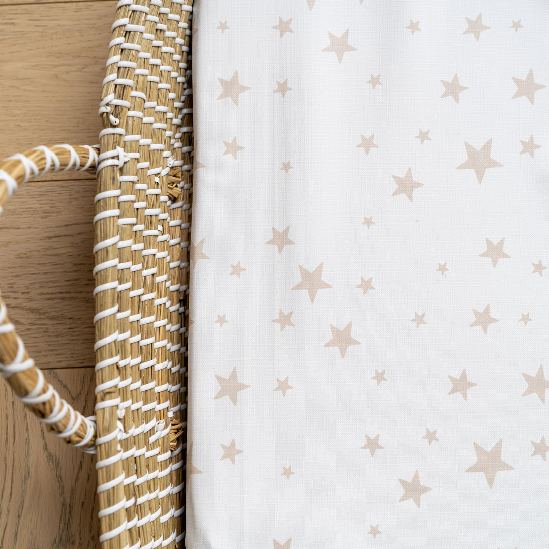 Mabel & Fox -  Basket Changing Mat - Beige Stars - Mabel & Fox