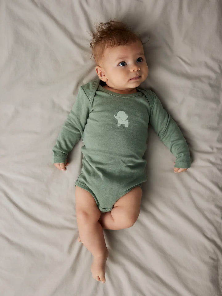 Name It - Long Sleeve Bodysuit Set - Elephants (3 Pcs)