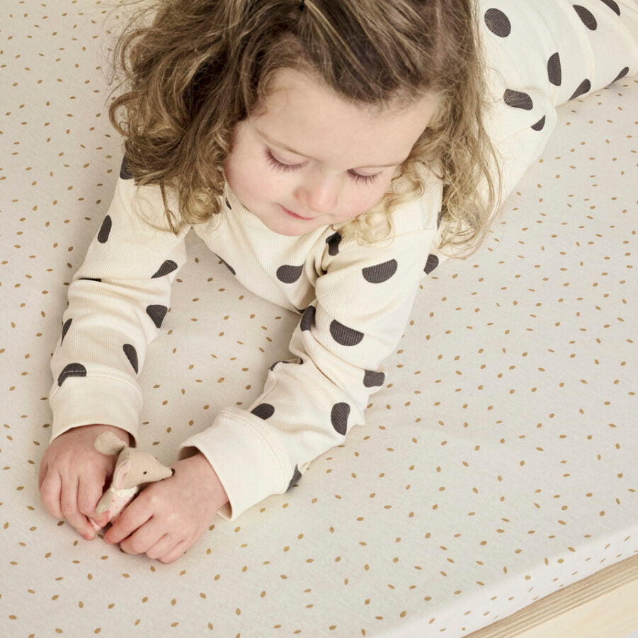 The Little Green Sheep - Cot / Cot Bed Linen Sheets - Linen Rice - Mabel & Fox