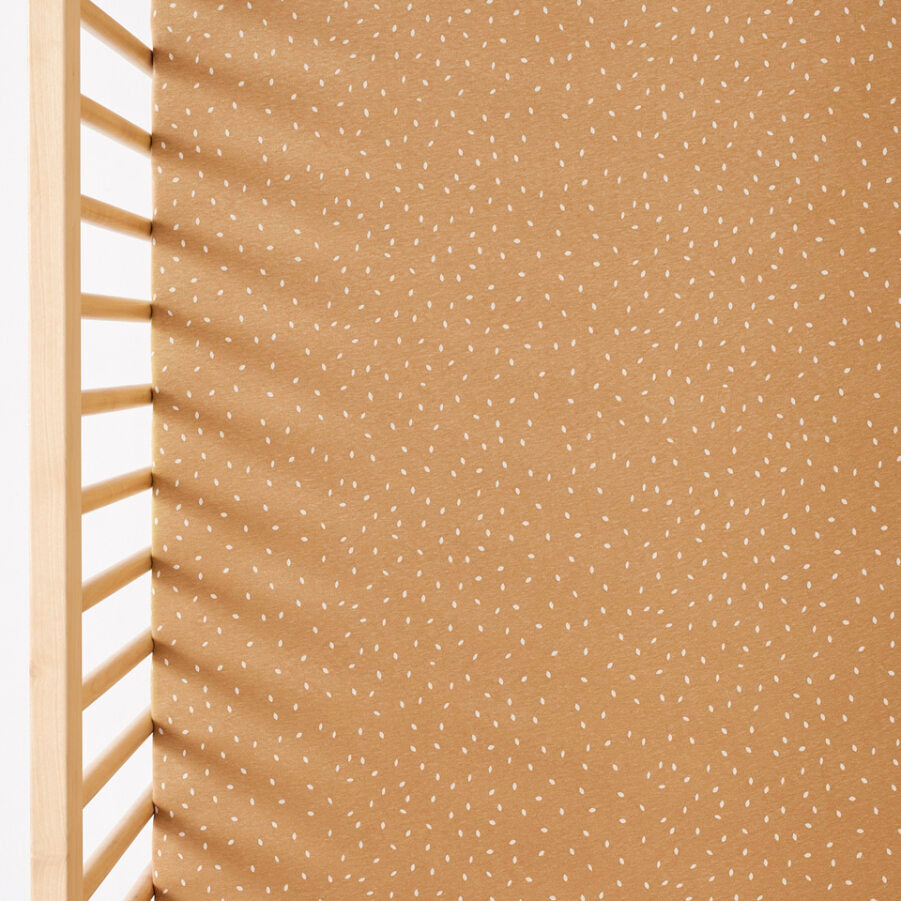 The Little Green Sheep - Cot / Cot Bed Linen Sheets - Honey Rice - Mabel & Fox