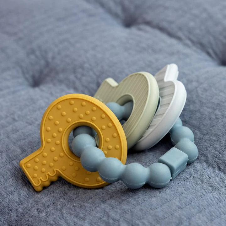 Little Dutch - Silicone Teething Toy Keychain - Blue - Mabel & Fox
