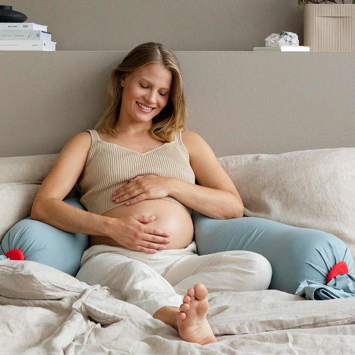 The bbhugme Pregnancy Pillow Kit in Eucalyptus and Coral