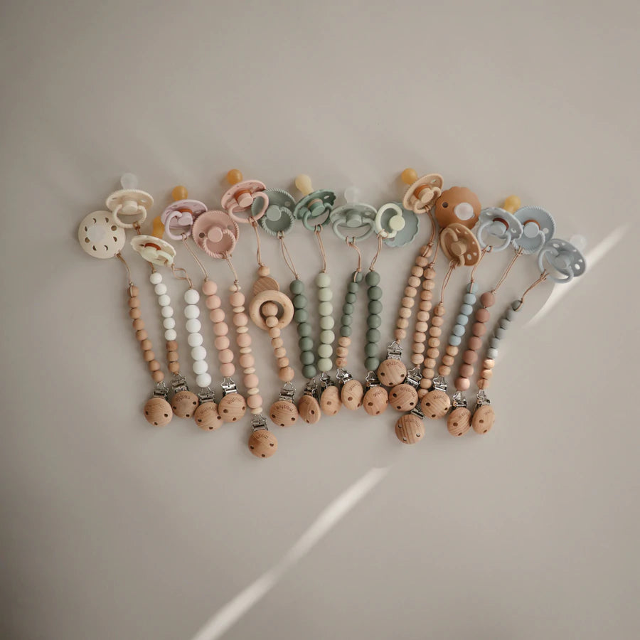 Mushie - Pacifier Clips - Halo - Blush - Mabel & Fox
