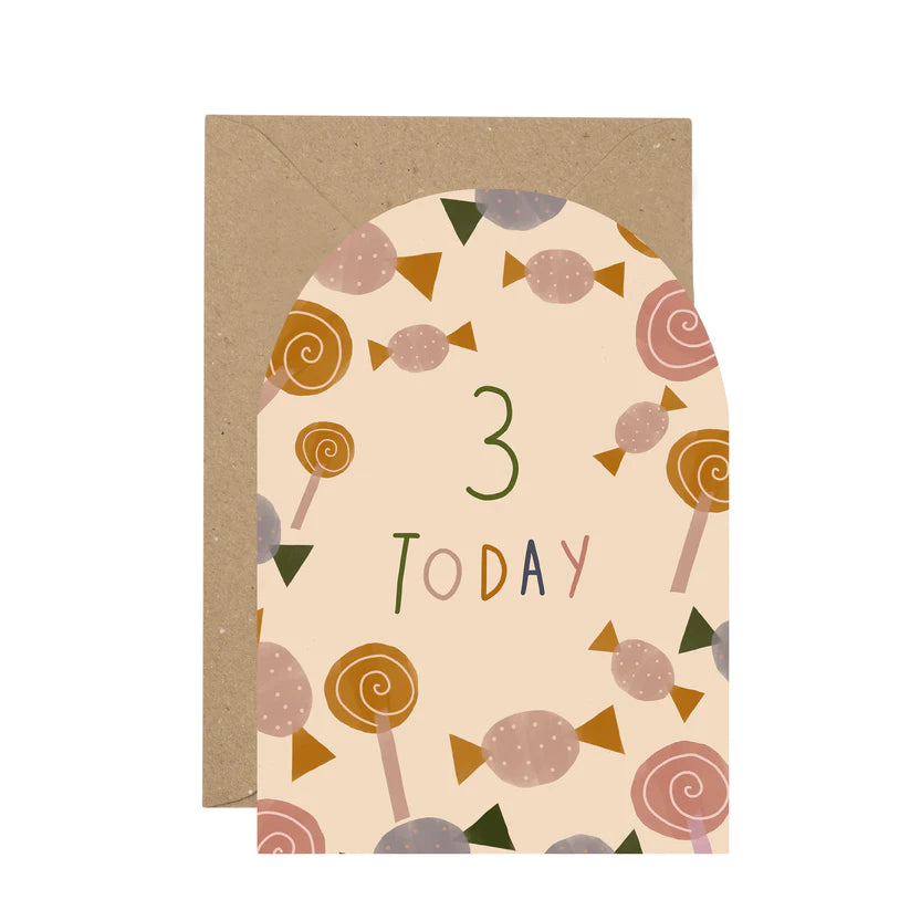 Plewsy - Curved Birthday Card - 3rd Birthday - Sweets