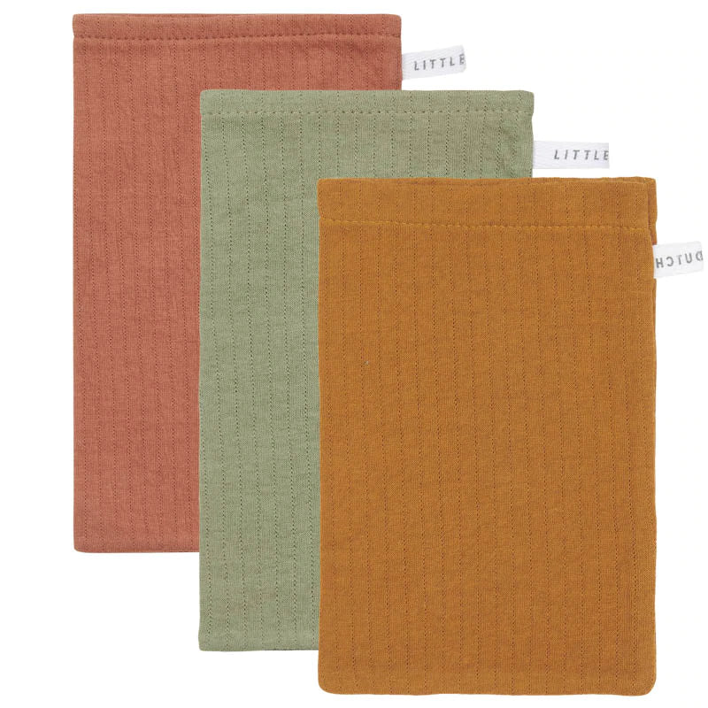 Little Dutch - Washcloths set - Pure Rust / Olive / Ochre Spice - Mabel & Fox