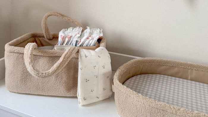 Biscuit Teddy Nappy Caddy and Changing Basket