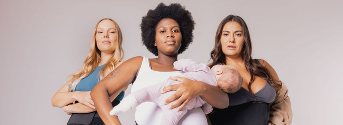 Three women holding Lola & Lykke related products.
