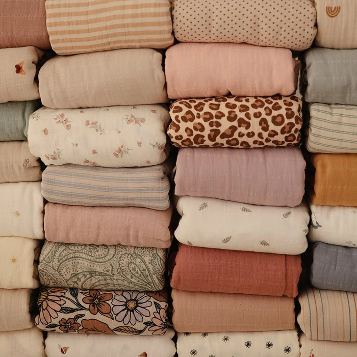 Stack of muslin swaddles