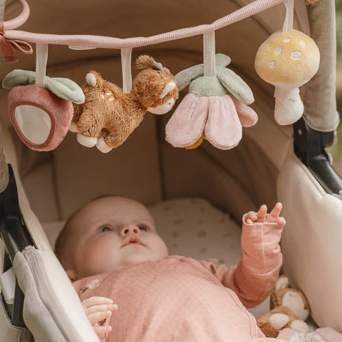 Little Dutch is a family run business creating beautifully designed, high quality, and purse friendly baby and toddler products. Image features the Little Goose backpack and matching goose teddy, available at Mabel & Fox.
