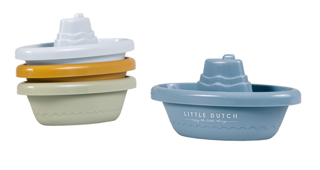 Little Dutch - Stackable Bath Boats - Blue