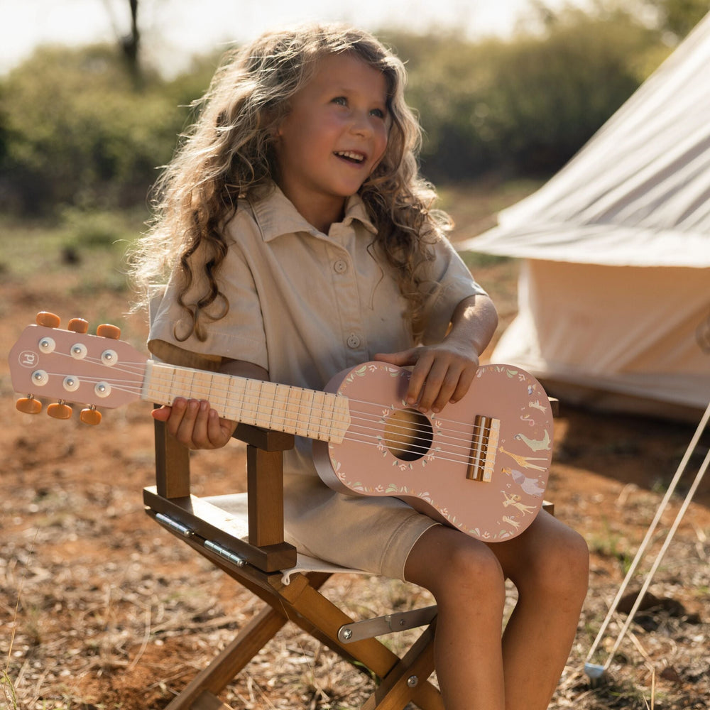 Little Dutch – Pink Wooden Guitar – Safari Friends - Mabel & Fox