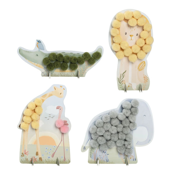 Little Dutch - Craft Set Pompoms - Safari Friends