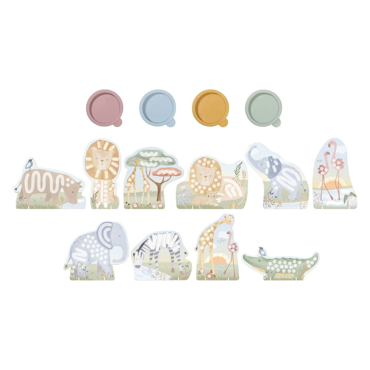 Little Dutch - Finger Painting Set - Safari Friends Jim and Rosa