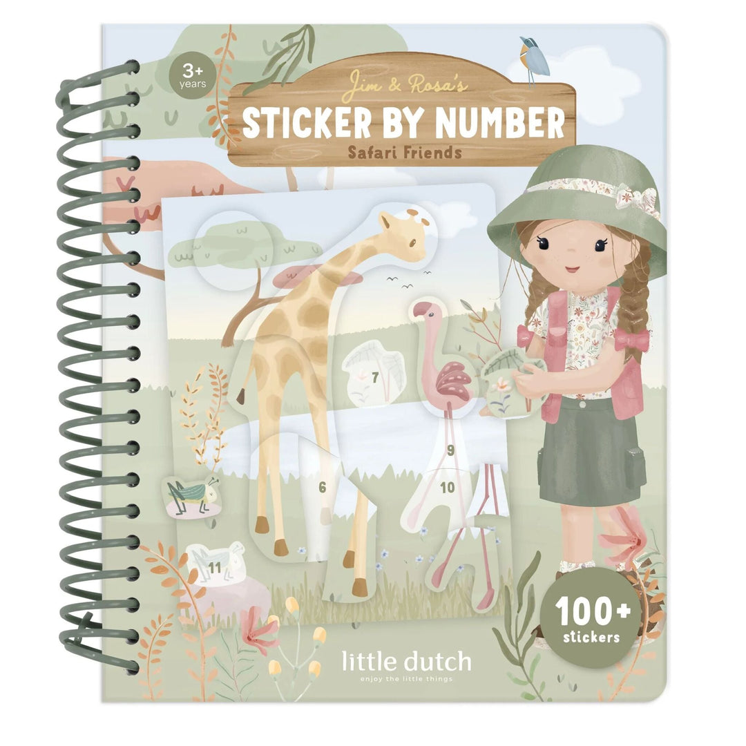 Little Dutch - Sticker Book by Numbers - Safari Friends Rosa