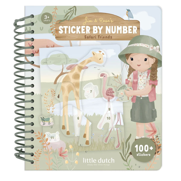 Little Dutch - Sticker Book by Numbers - Safari Friends Rosa