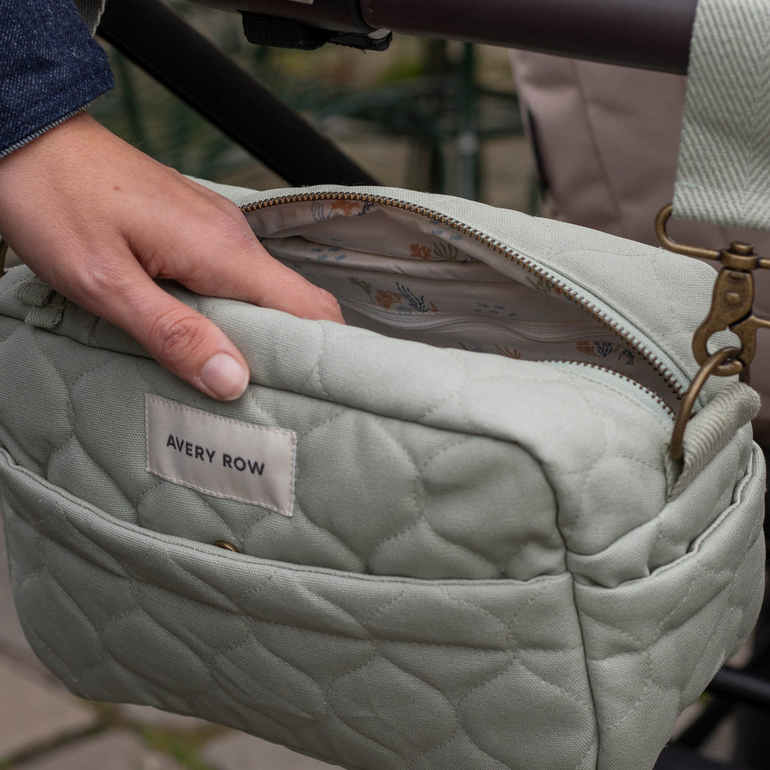 Avery Row - Pram Organiser Bag - Sage - Mabel & Fox