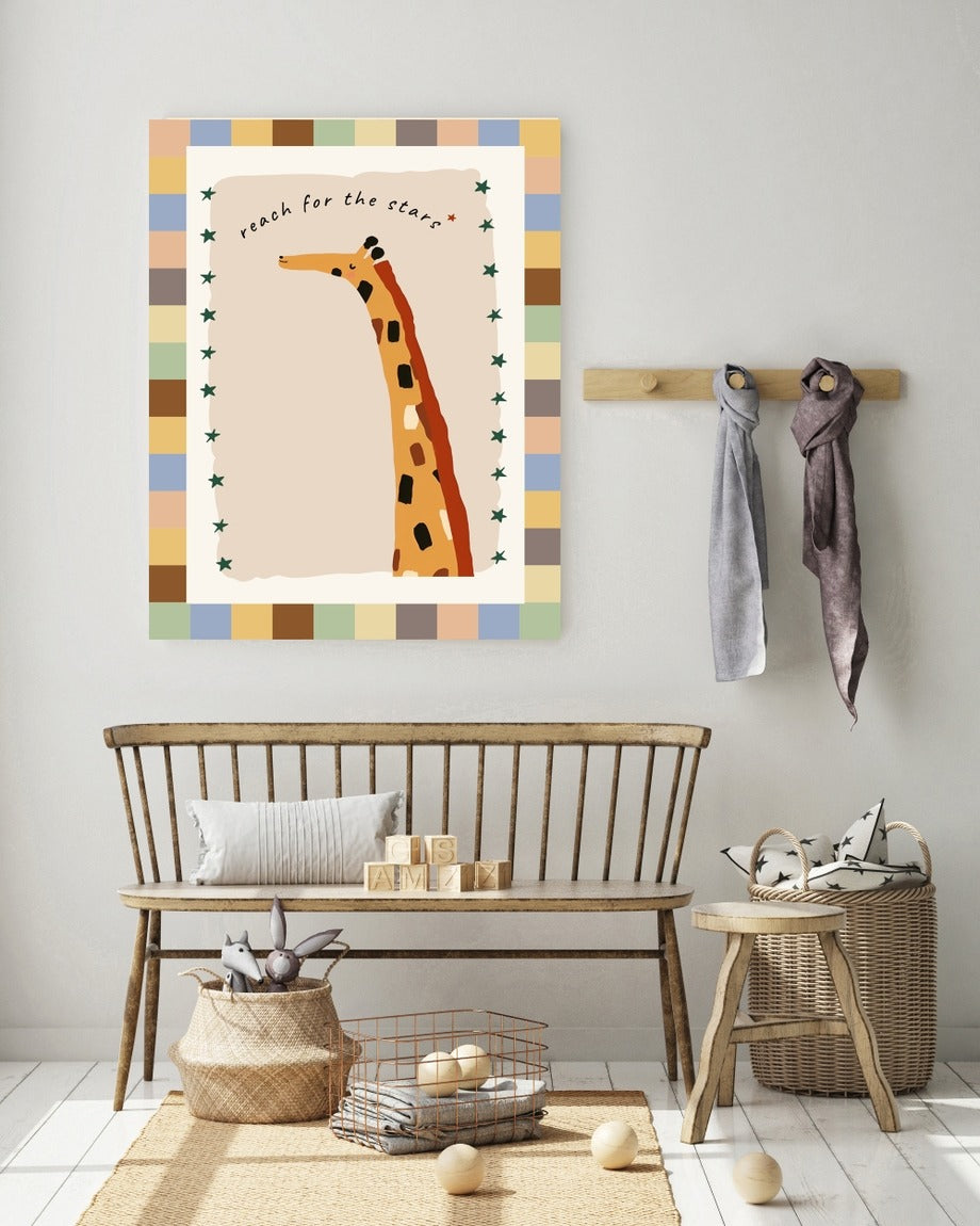 Kumo Art Prints - Art Print - Giraffe Reach For The Stars