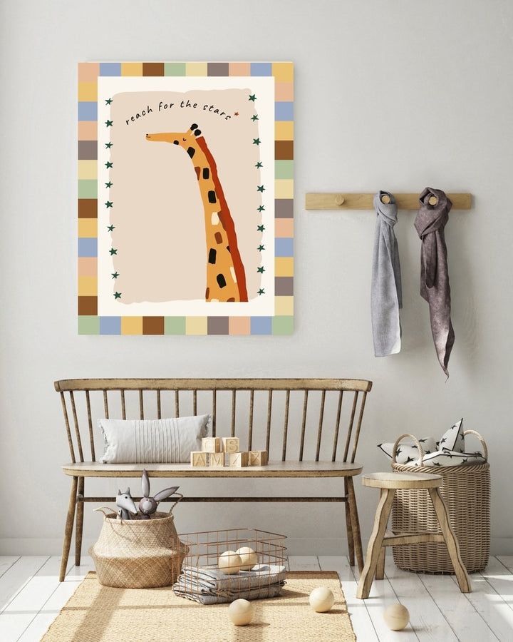 Kumo Art Prints - Art Print - Giraffe Reach For The Stars