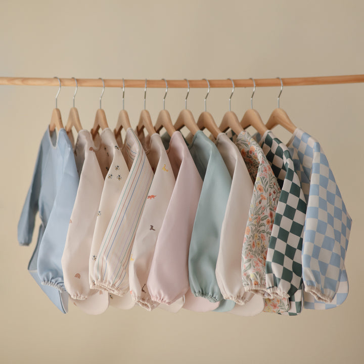 Mushie - Long Sleeve Bib - Blue Check